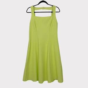 Doncaster Bright Yellow Green Waffle A-Line Cutout Back Knee Length Dress